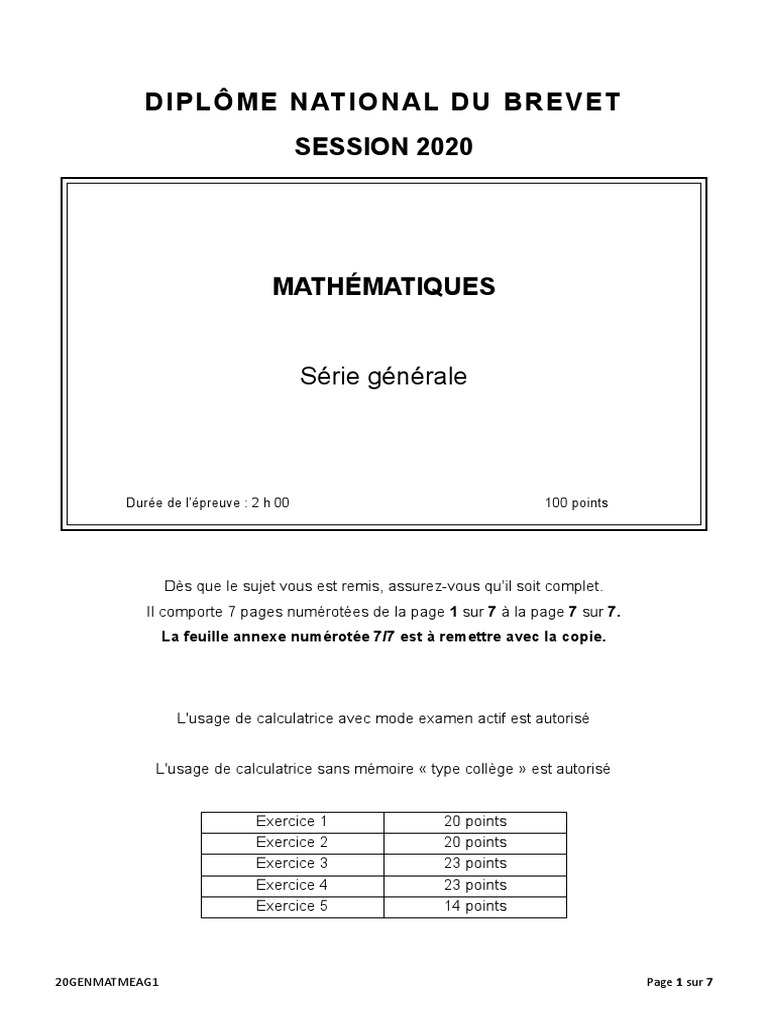 Sujets du Brevet des Collèges en Maths : Ce Qu'il Faut Savoir