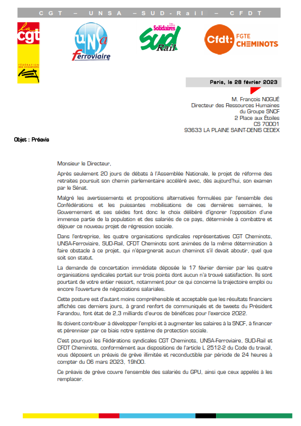Préavis de grève SNCF : mobilisation prévue le 13 janvier 2026